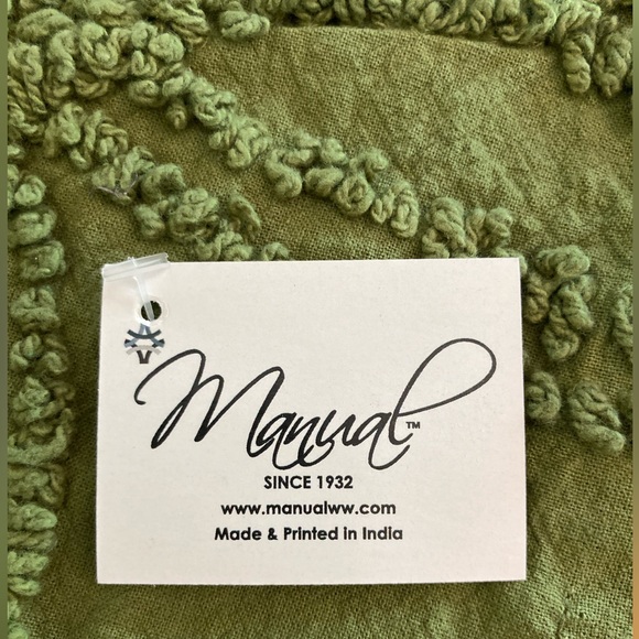 NWT Tufted Cotton Chenille Runner Manual Brand GREEN Farmhouse shabby - Picture 4 of 5